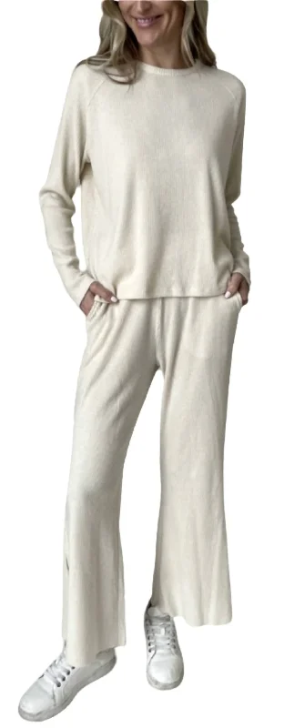 Pants for outdoor activities -Lazy Sunday Lounge Pants In Eggshell