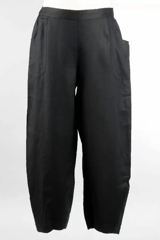 Pants for chic holiday gatherings -Linen Lantern Pant In Black