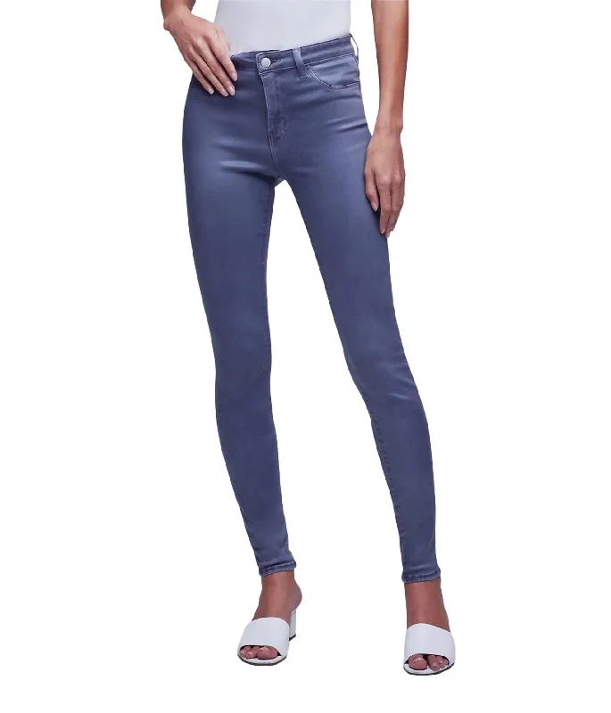 Pants for chic holiday gatherings -Marguerite Coated Skinny Jean In Gris Coated