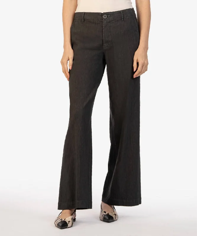 Pants for everyday errands -Meg Linen Wide Leg Pant In Charcoal