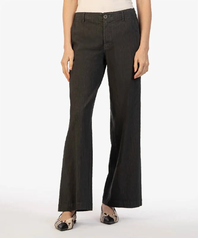 Pants for stylish date day outfits -Meg Linen Wide Leg Pants In Charcoal