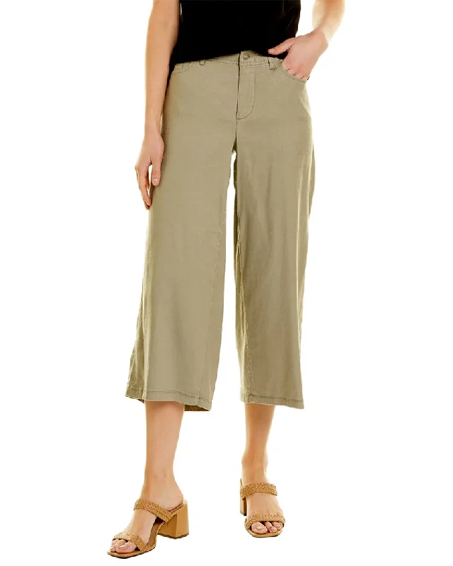 Pants for casual weekend brunches -NYDJ Petite Cropped Wide Leg Linen-Blend Pant