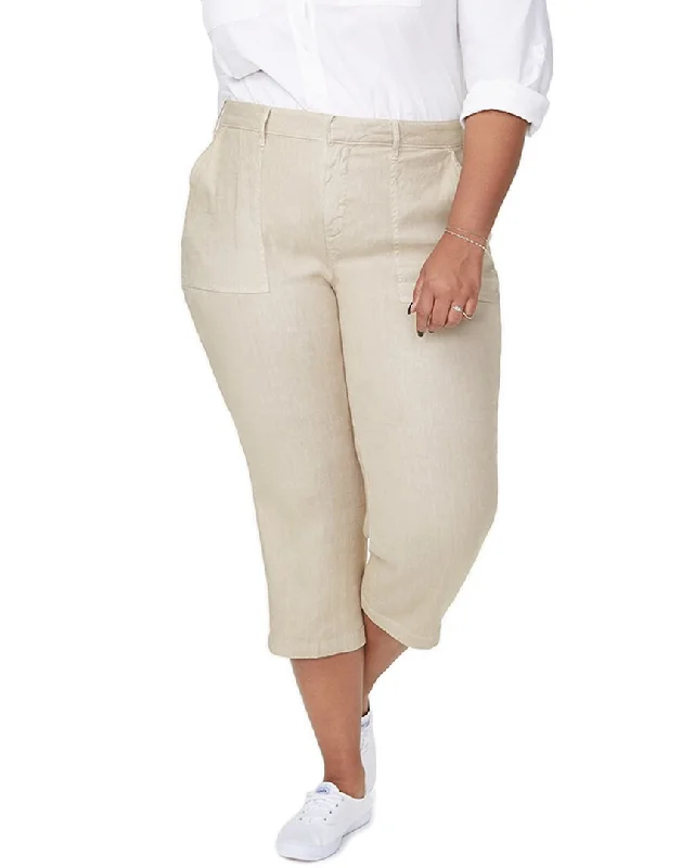 Pants for sporty and chic looks -NYDJ Plus Linen-Blend Utility Capri Pant