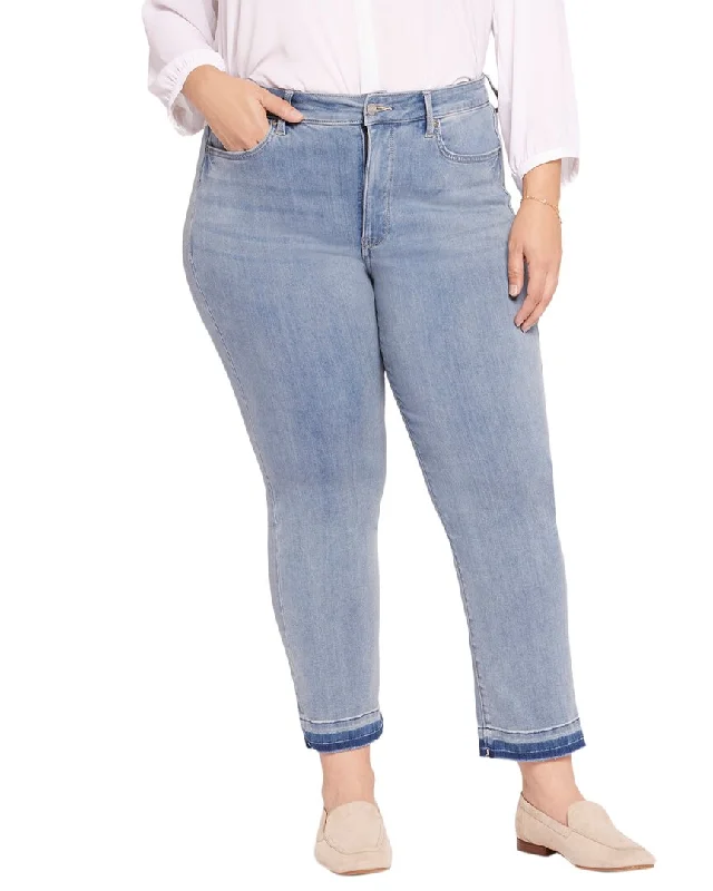 Pants for evening social events -NYDJ Plus Marilyn Crystalline High-Rise Straight Leg Jean