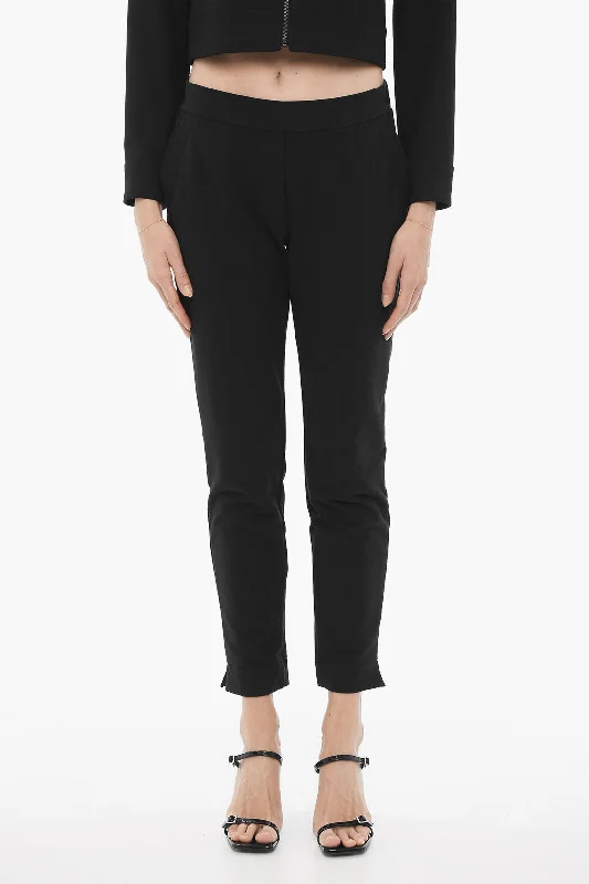 Pants for office-to-casual looks -Oblò Unique Fleeced Cotton Casual Pants with Ankle Split