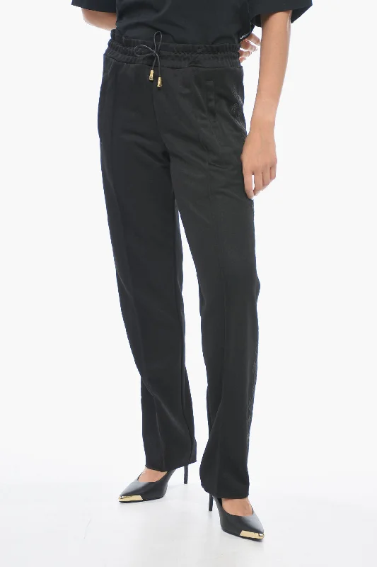 Pants for professional event wear -Palm Angels Cotton Track Pants with Lurex Embroideries