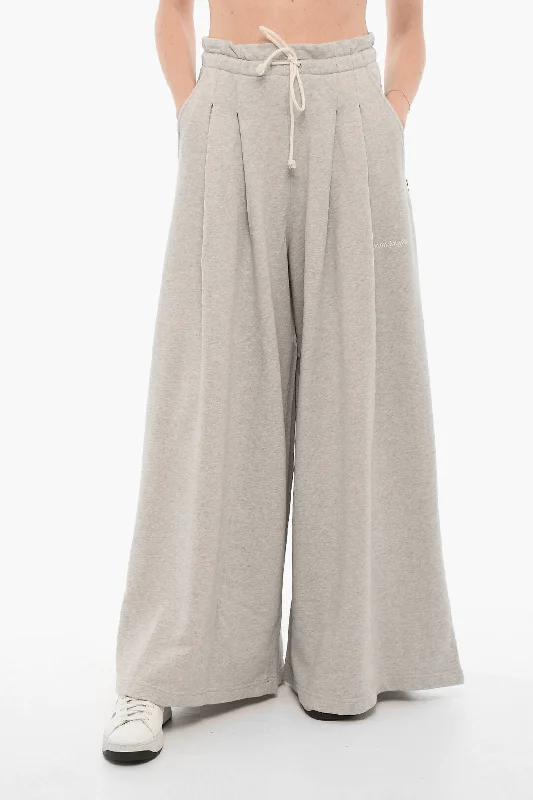 Pants for cozy layered looks -Palm Angels Double-Pleat Wide Leg Sweat Pants