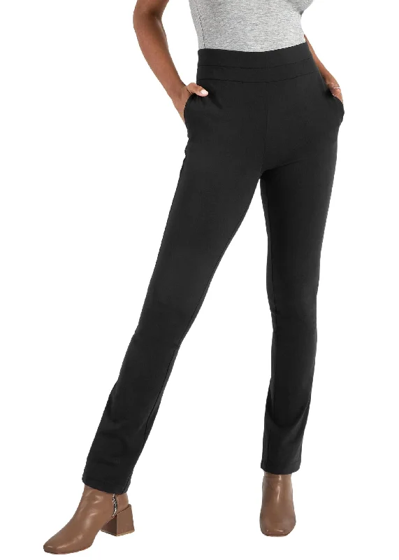 Pants for curvy women -Pisces Hr Straight Leg Pant In Black