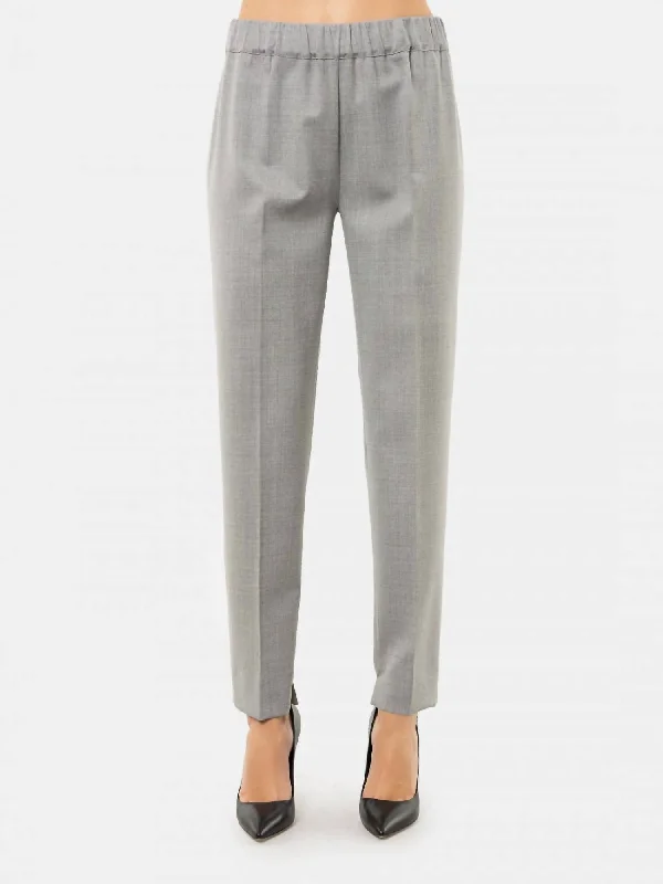 Pants for trendy holiday looks -Pull-On Lightweight Wool Pant In Grey