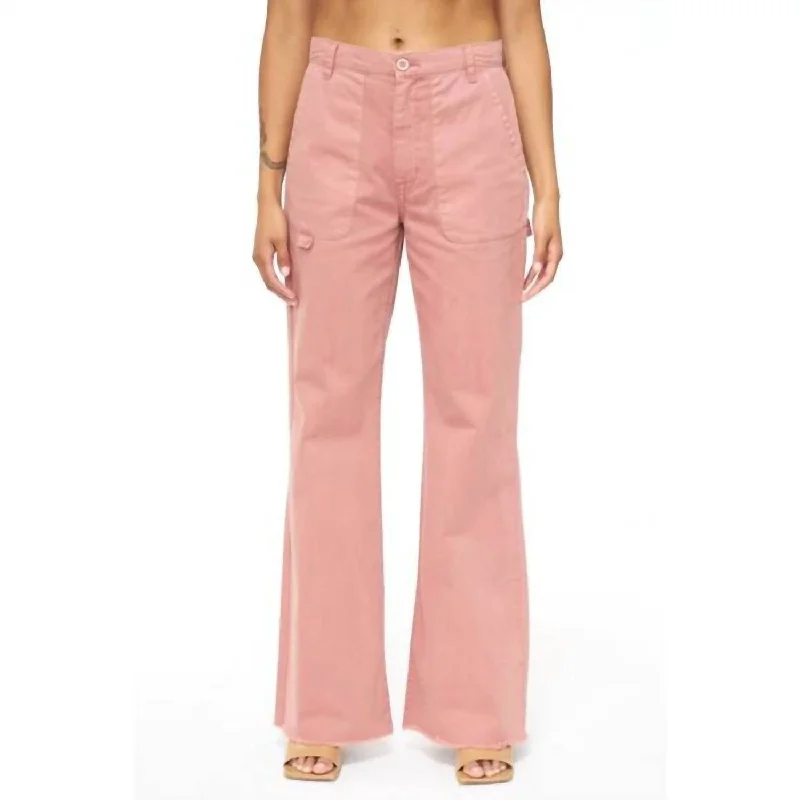 Pants for cool weather street fashion -Sasha High-Rise Relaxed Flare Pants In Clay