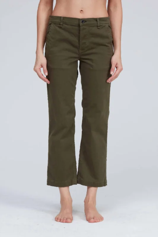 Pants for cool evenings -Slim Fit Twill Chino Pant In Safari Green