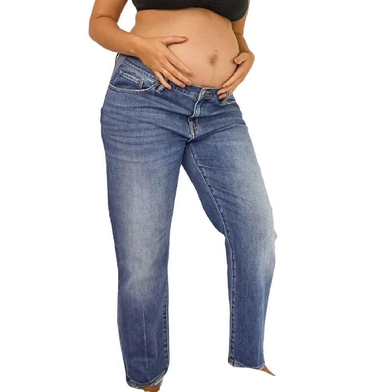 Pants for relaxing at home -The Under The Belly Boyfriend Maternity Jean In Indigo