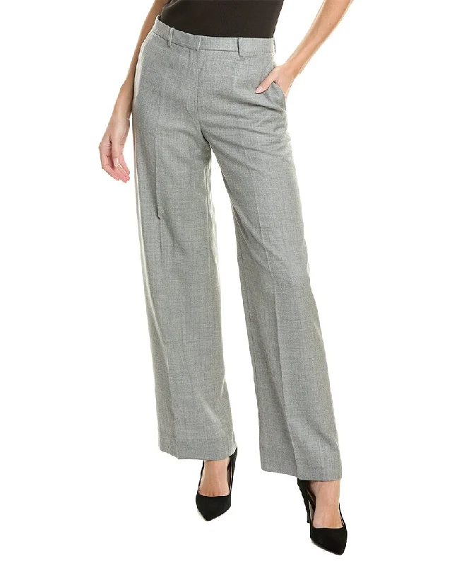 Pants for stylish travel fashion -Theory Wool Wide Trouser