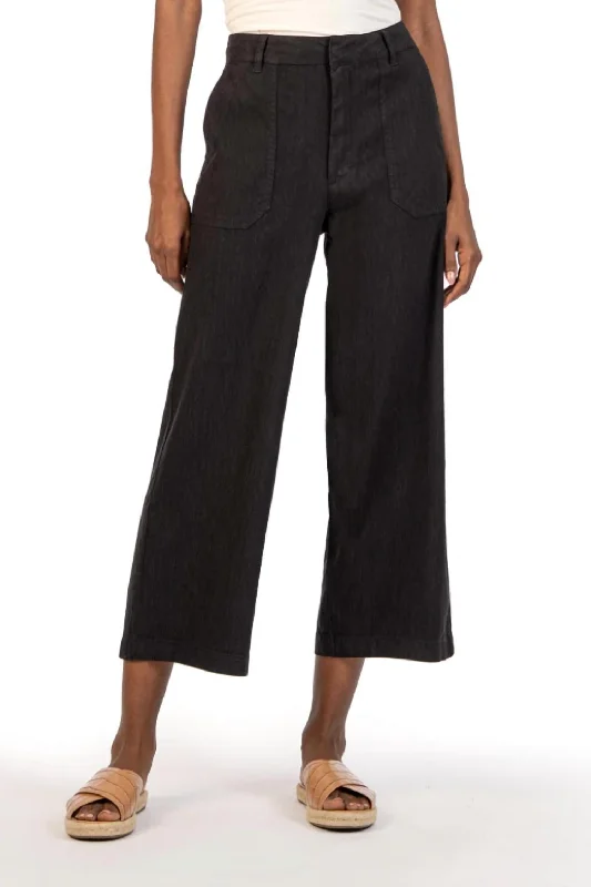 Pants for fashionable weekend outfits -Topaz Wide Leg Pants In Black