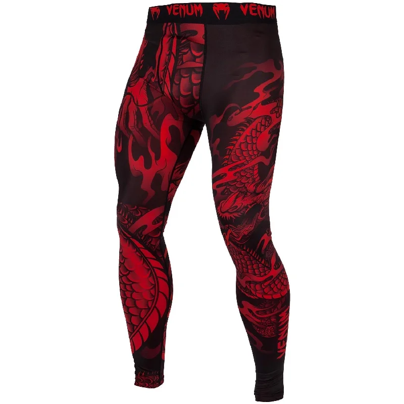 Pants for winter street fashion -Venum Dragon's Flight Compression Tights - Black/Red