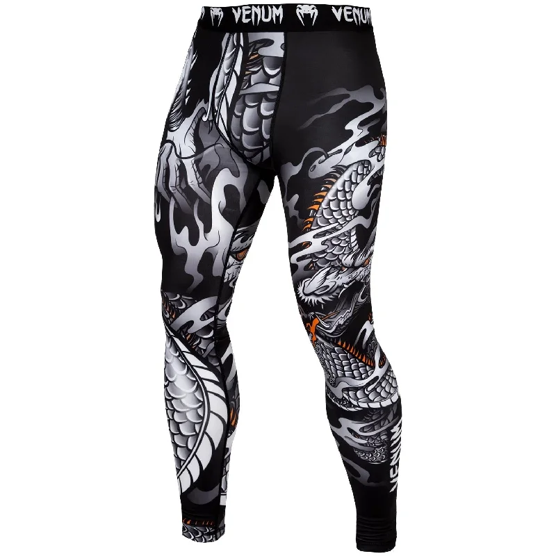 Pants for trendy gym wear -Venum Dragon's Flight Compression Tights - Black/White