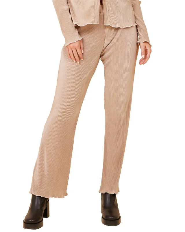 Pants for active wear -Vintage Havana Lettuce Edge Pleated Pant