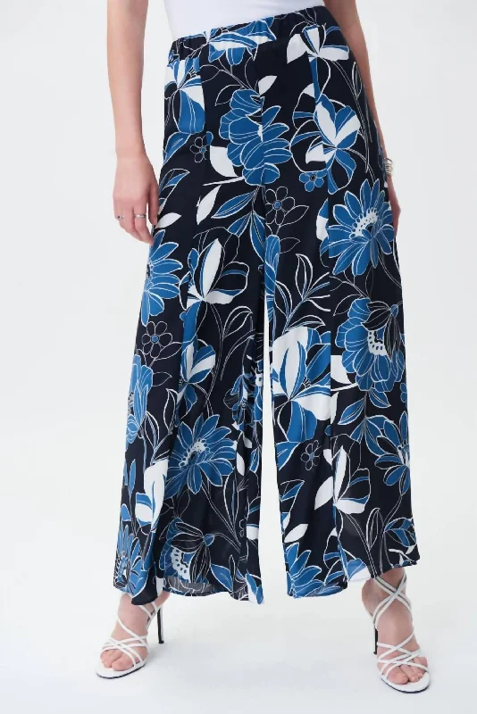 Pants for stylish yoga looks -Wide Leg Floral Pants In Midnight