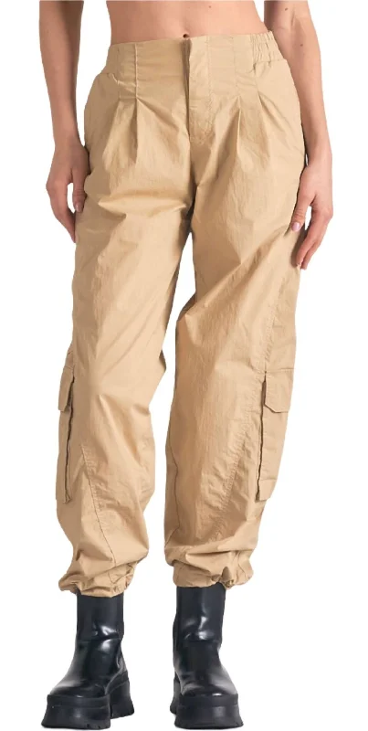 Pants for relaxing -Women's Cargo Pants In Tan