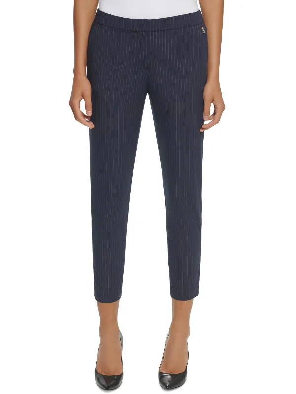 Pants for smart-casual work style -Womens Pinstripe Stretch Ankle Pants