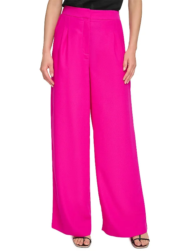 Pants for winter layering -Womens Pleated Crepe Wide Leg Pants