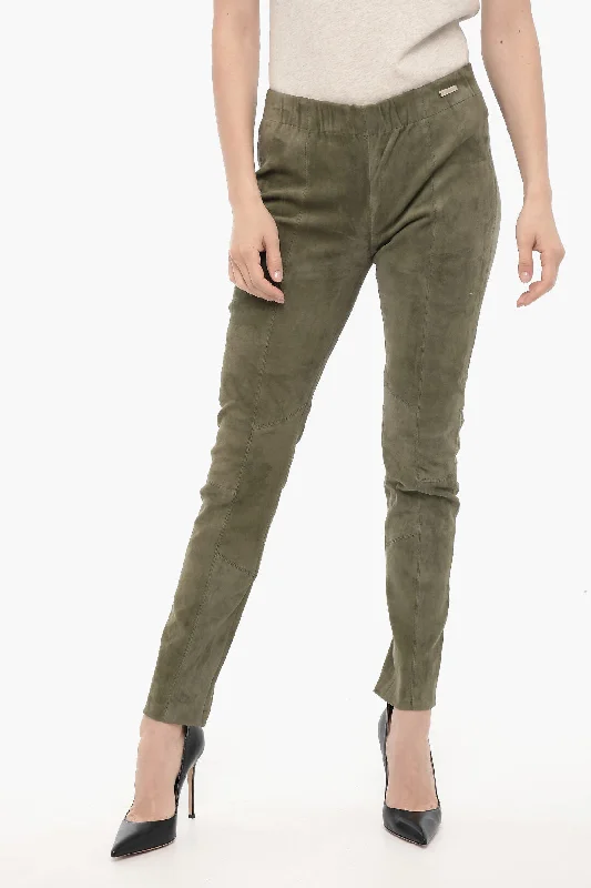 Pants for relaxed shopping days -Woolrich Elastic Waistband Suede Leggings