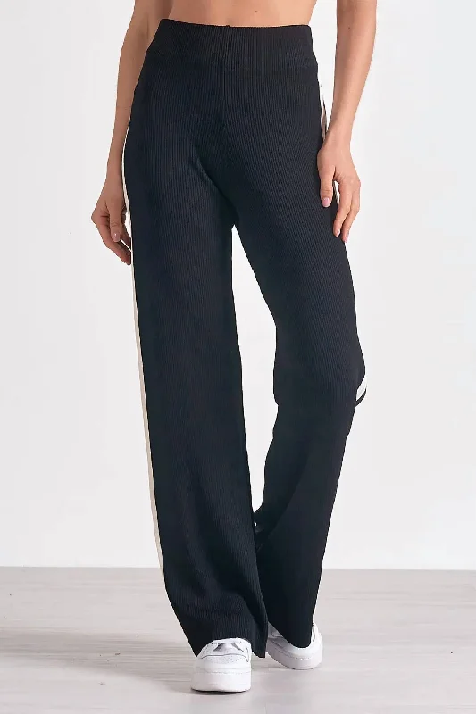 Pants for plus size -Wyatt Pant Pull On Side Pant In Black/white