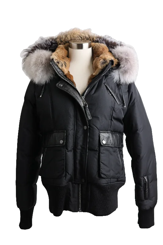 Jacket for fashion-forward outerwear -Fur Lined Bomber Jacket W/ Fur Hood