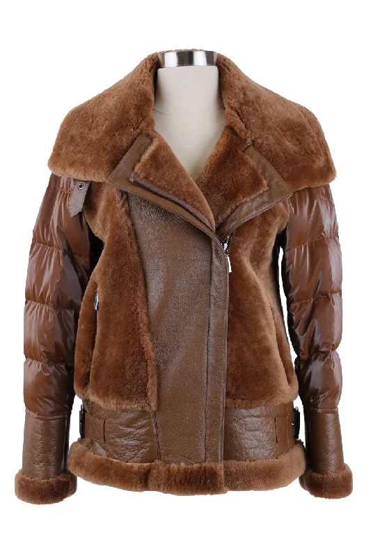 Jacket for preppy looks -Mele Shearling Down Jacket