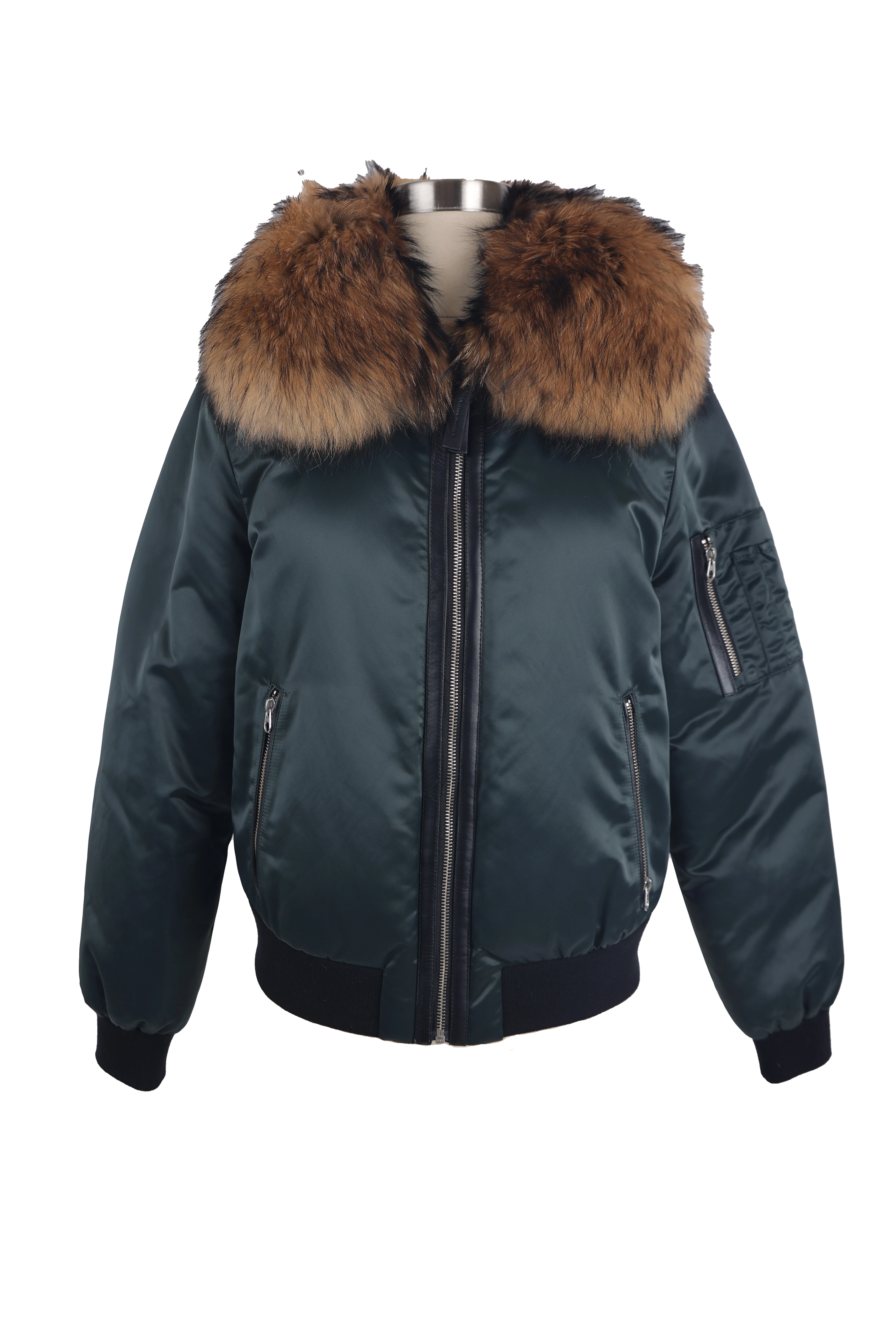 Jacket for smart professional wear -Rella Fur Trim Down Bomber Jacket