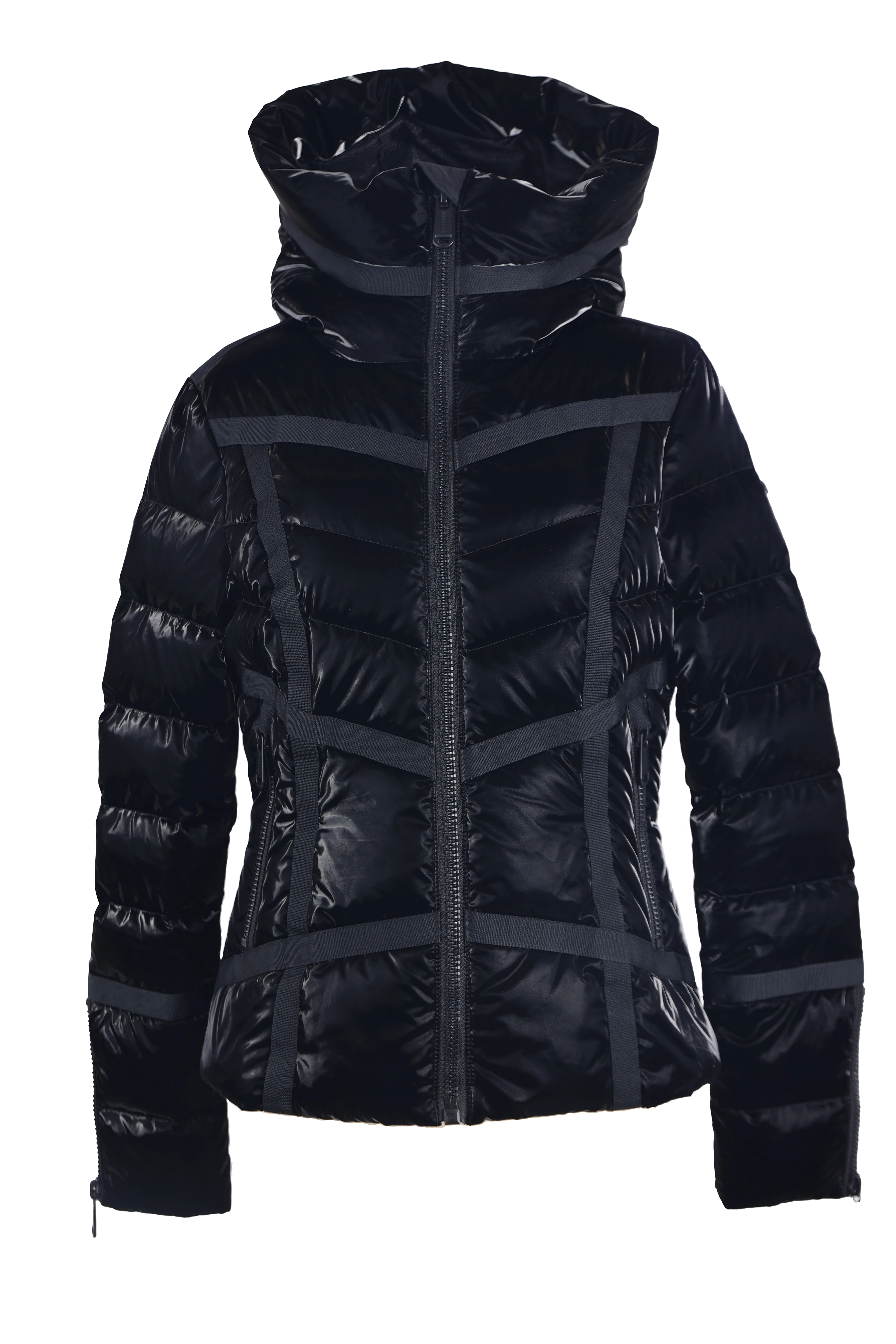 Jacket for outdoor adventures in style -Shiny Quilted Down Ski Jacket